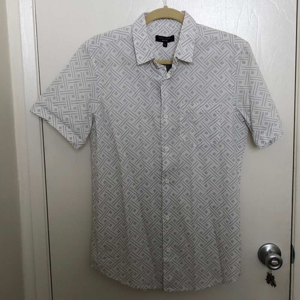 New Look Gray Patterned Collared Shirt